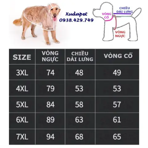 Áo Mưa Trong Suốt Cho Chó Lớn Trên 12kg