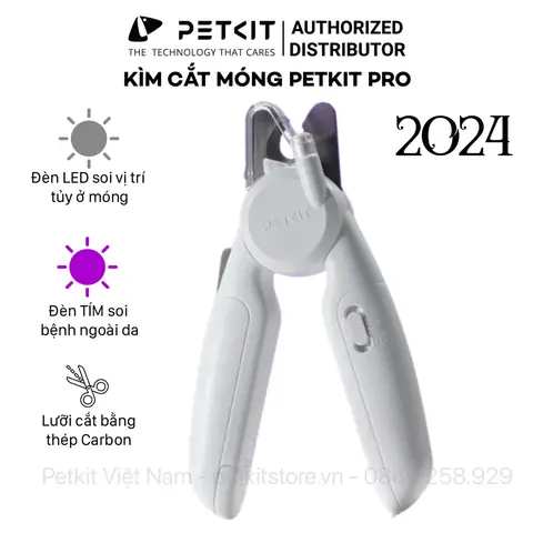 Kềm Cắt Móng Chó Mèo Petkit Pro - Đèn Led Và Đèn Tím Soi Bệnh Ngoài Da