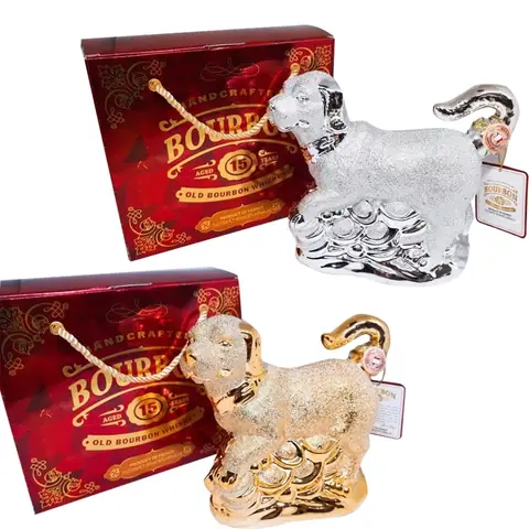 Rượu Phong Thủy 2018 Con Chó Vàng, Chó Bạc Bourbon Whisky 15 Năm Của Pháp - Hàng Ngoại Nhập Chính Hãng, Giá Đại Lý Yên Tâm Khi Mua