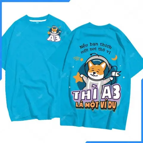 Mẫu Áo Đồng Phục Lớp Hình Con Chó Dáng Oversize Màu Xanh Biển