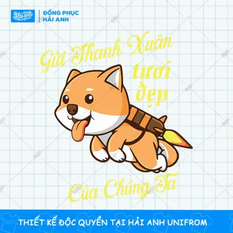 Mẫu Logo Áo Lớp Hình Con Chó “gửi Thanh Xuân Tươi Đẹp Của Chúng Ta”