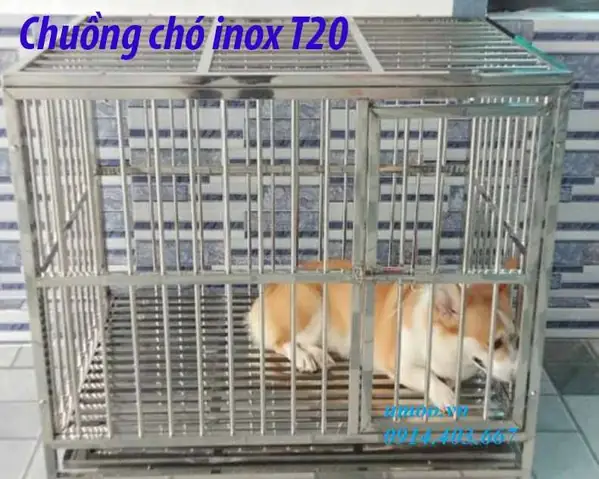 Chuồng Chó Inox Có Máng Thải