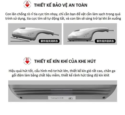 Máy Hút Bụi Cầm Tay Giường, Sofa_hút Bụi Lông Chó Mèo Sử Dụng Tia Uv Diệt Khuẩn