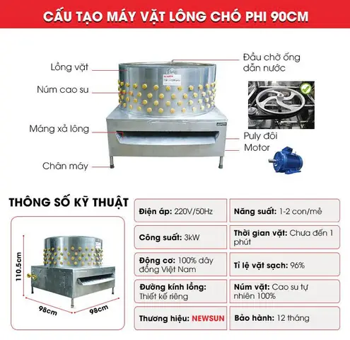 Ưu Điểm Nổi Bật Của Máy Vặt Lông Chó Phi 90cm