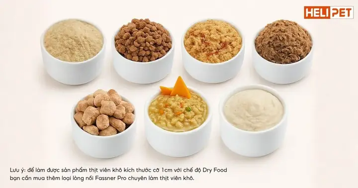 Chế Độ Nấu & Các Dạng Bữa Ăn Cho Chó Mèo Làm Từ Máy Fassner Pro