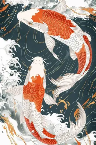 Tranh Đôi Cá Chép Hóa Rồng