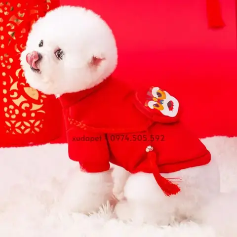 Áo Tết Cho Chó Mèo Có Túi Lân Lì Xì May Mắn - Sp007928