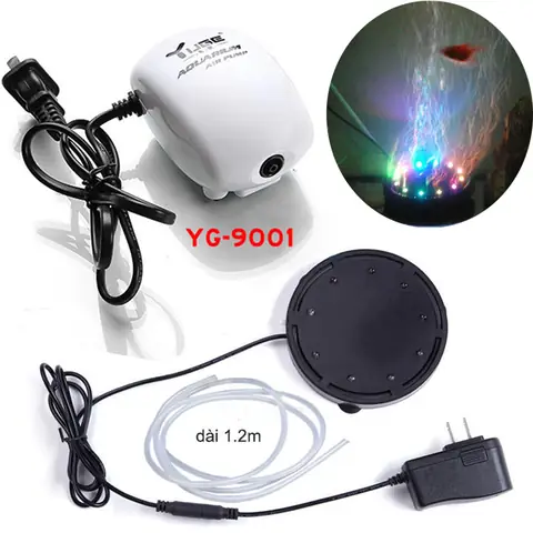 Bộ Đèn Led Đổi Màu Bể Cá Q9 Có Đầu Sủi Bọt Kèm Máy Tạo Khí Oxy Cho Bể Cá