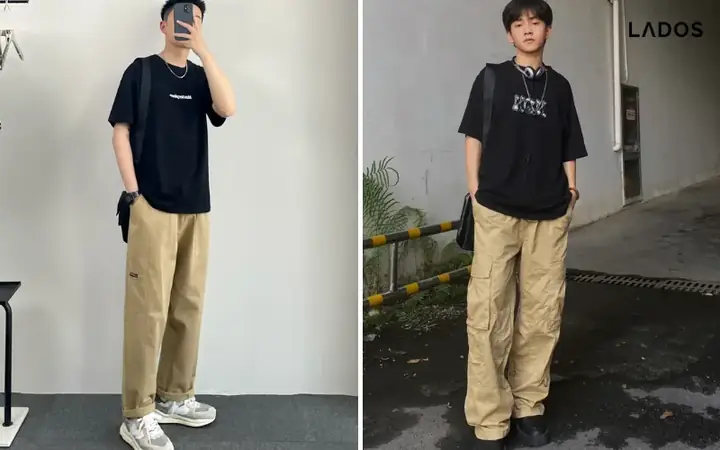 Phối Đồ Với Áo Thun Dáng Rộng Và Quần Kaki