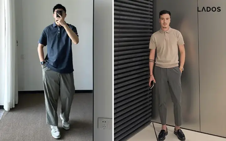 Phối Áo Thun Polo Nam Form Rộng Với Quần Chinos