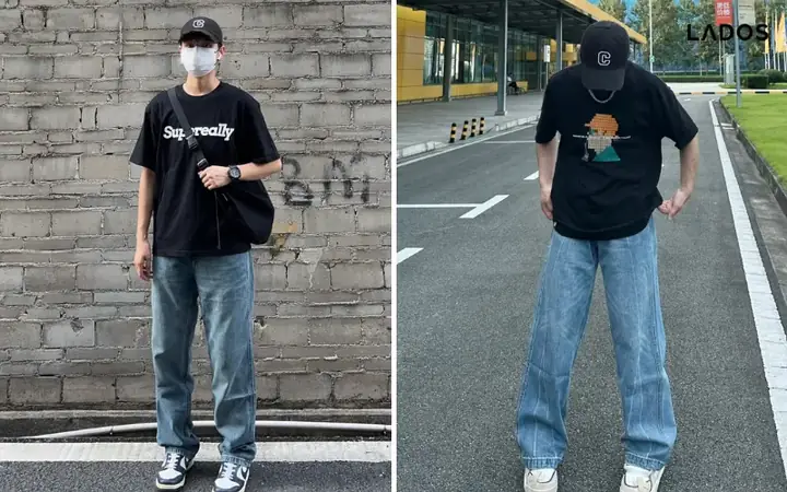 Phối Áo Phông Tay Lỡ Với Quần Jean