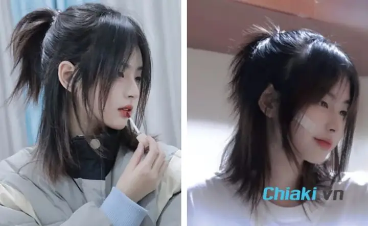 30. Tóc Mullet Nữ Cột