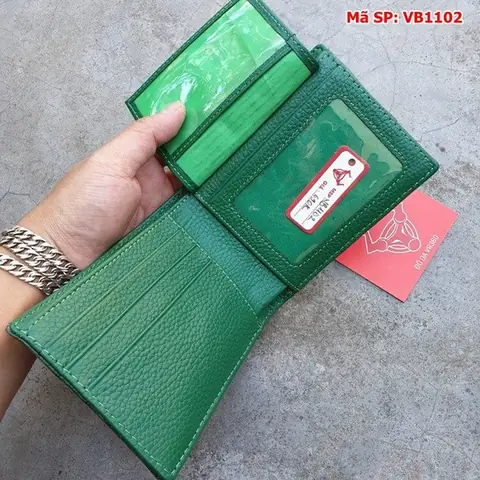 Hình Ảnh Chi Tiết Sản Phẩm Ví Da Cá Sấu Ngang Da Đuôi 1 Mặt Màu Xanh Lá Và Combo