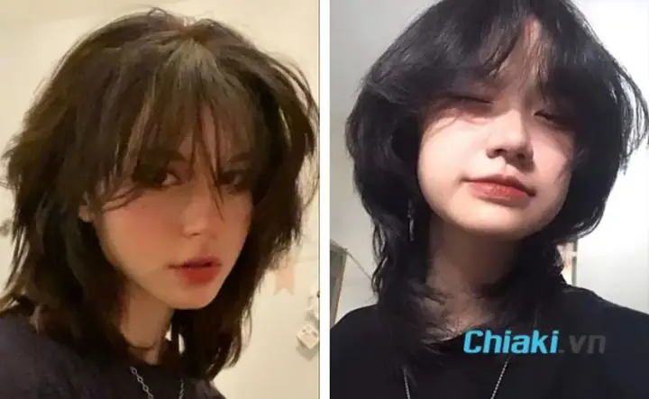 22. Tóc Nữ Mullet Uốn Phồng Mái