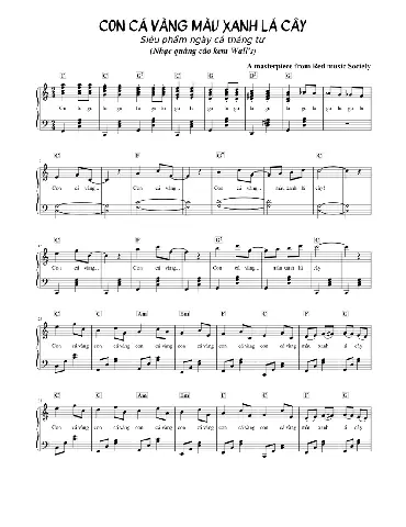 Ngẫu Hứng Con Cá Vàng Màu Xanh Lá Cây Sheet Music With Chords ...