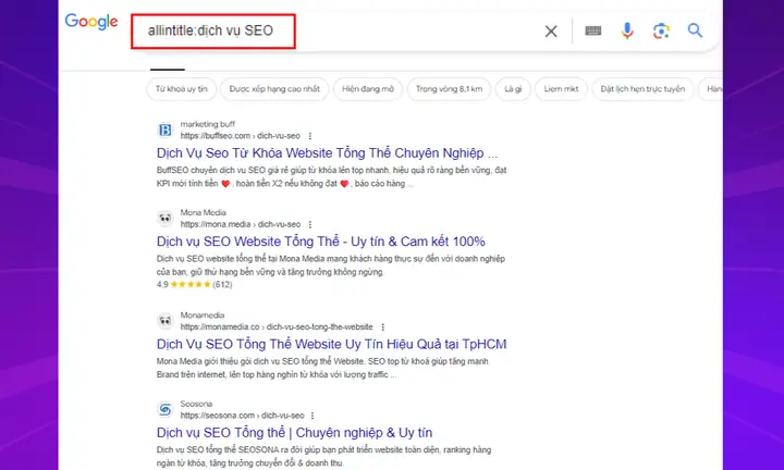 Ví Dụ Về Allintitle Là Gì