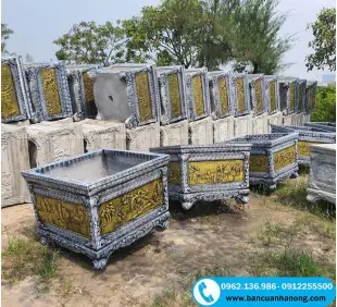 Chậu Xi Măng Vuông Chân Quỳ 86cm Cao 65cm Tại Hà Nội Màu Giả Đá, Giả Đồng,...