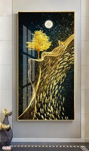 Tranh Treo Tường Đàn Cá Bơi Dưới Ánh Trăng - P41523