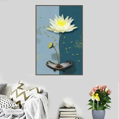 Tranh Miêu Tả Hình Ảnh Đàn Cá Chép Và Hoa Sen Thanh Bình