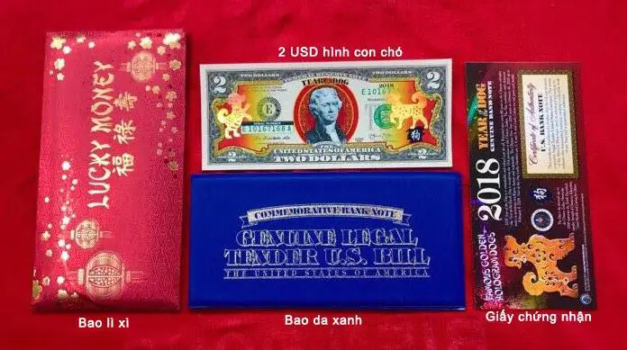 Giới Thiệu 2 Usd Hình Con Chó 2018mạ Vàng Mỹ