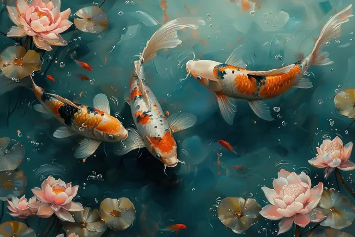 Hình Nền Cá Koi Nghệ Thuật (tranh Vẽ, Phối Cảnh)
