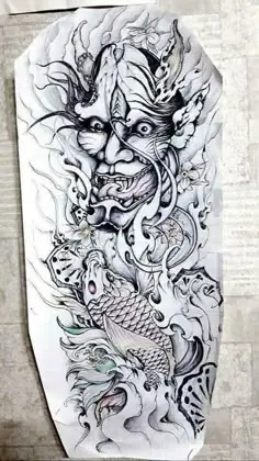 Giá Hình Xăm Mặt Quỷ Cá Chép Ở Tay