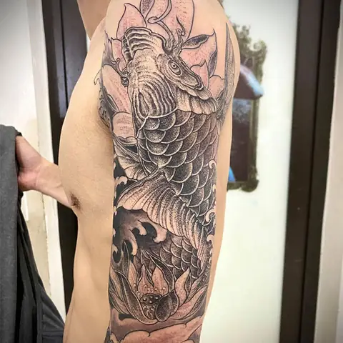 Hình Xăm Mặt Quỷ Cá Chép Ở Tay Đẹp