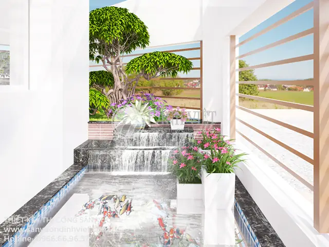 Mẫu Sân Vườn Nhỏ Đẹp Hồ Cá Koi Anh Tiến Q2.