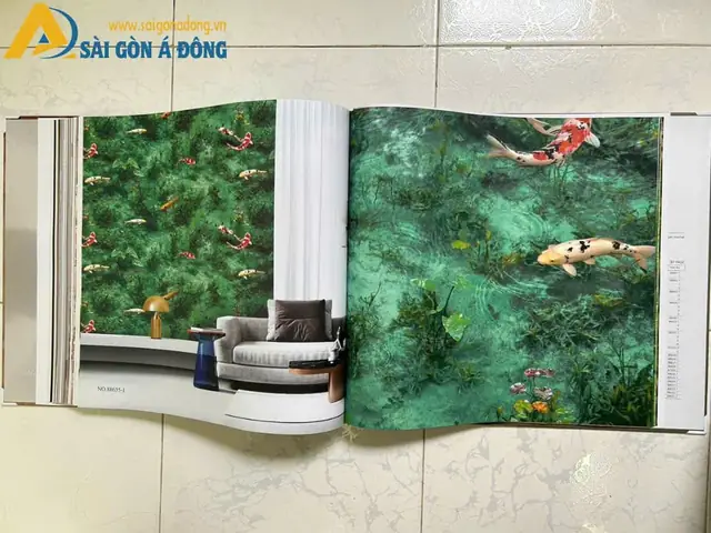 Giấy Dán Tường Hồ Cá Koi