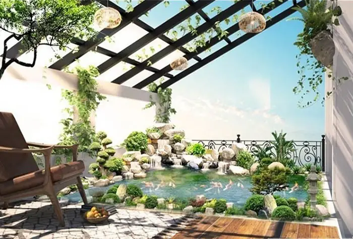 Ho Ca Koi Tren San Thuong