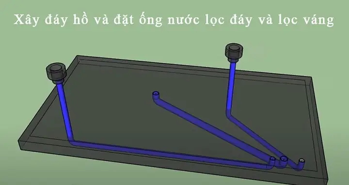 Bước 1:xây Đáy Hồ Và Đặt Ống Nước Dẫn Vào Bể Lọc