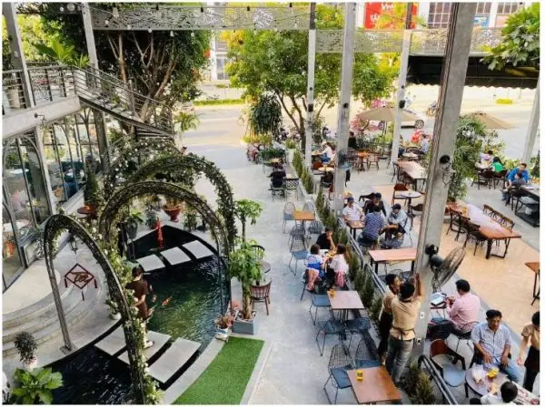 Mô Hình Quán Cafe Cá Koi Kiểu Sân Vườn