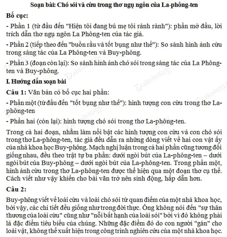 Soạn Bài Chó Sói Và Cừu Trong Thơ Ngụ Ngôn Của La Phông-ten