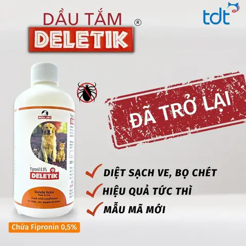 Sữa Tắm Trị Ve Bọ Chét Mèo & Chó Deletick Fipronil (ấn Độ) 200ml