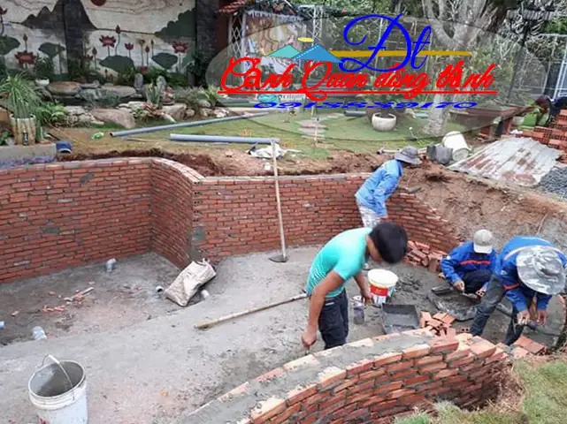 Một Số Hình Ảnh Thực Tế Thi Công Hồ Cá Koi Của Cảnh Quan Đông Thịnh