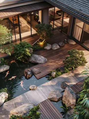 Mẫu Hồ Cá Đẹp Trong Sân Sau