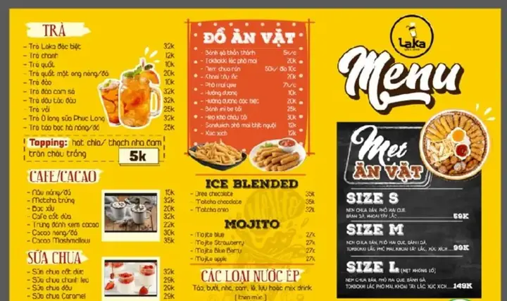 Thiết Kế Đặc Thù Cho Menu Trà Sữa Ăn Vặt