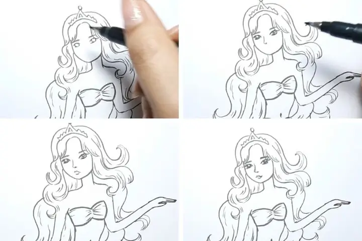 Bước 4: Vẽ Mắt, Mũi Và Miệng