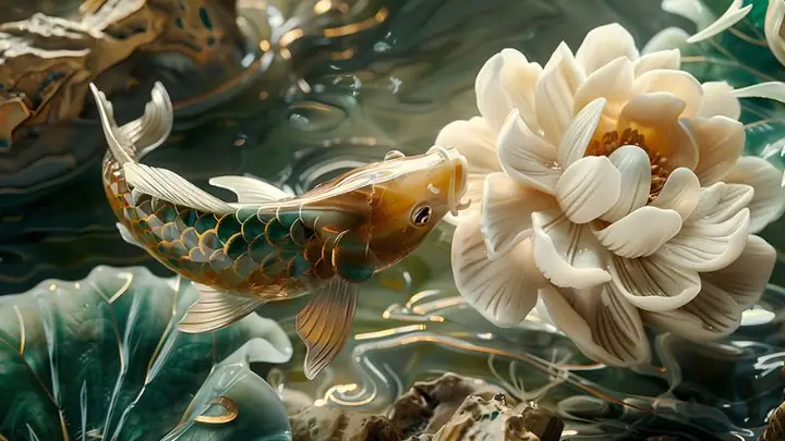 Hình Nền Cá Chép Hoa Sen Full Hd 4k Cho Máy Tính