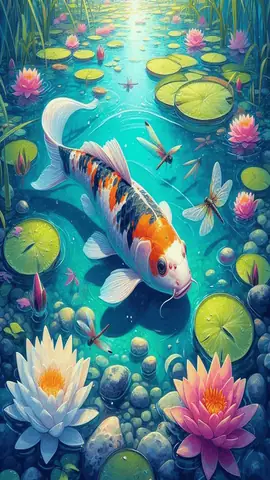 Ảnh Nền Cá Chép Hoa Sen Cho Điện Thoại