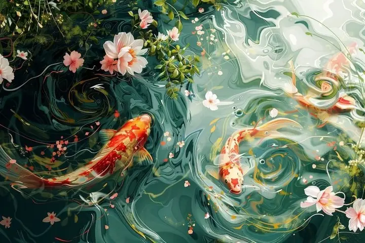 Hình Nền Cá Koi 3d Sống Động