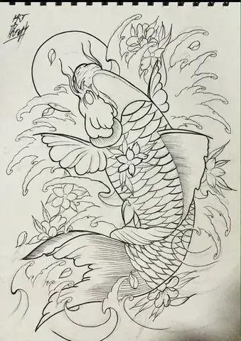 Hình Vẽ Cá Chép Kết Hợp Với Các Yếu Tố Khác