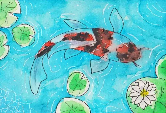 Hình Vẽ Cá Chép Koi Nhật Bản