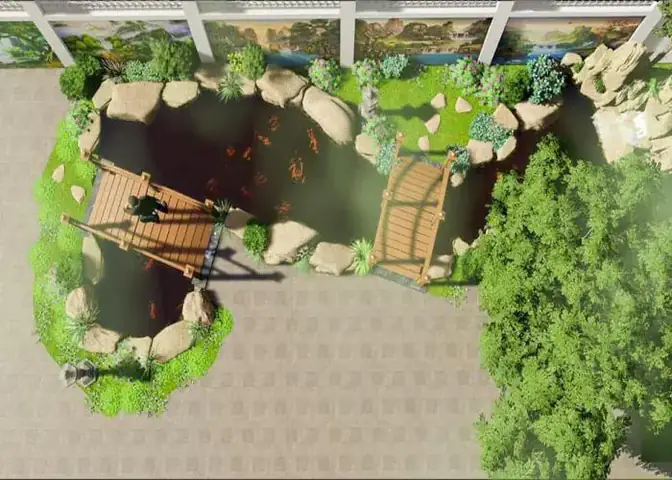 Mẫu Hồ Cá Koi Mini Có Cầu Bắc Ngang